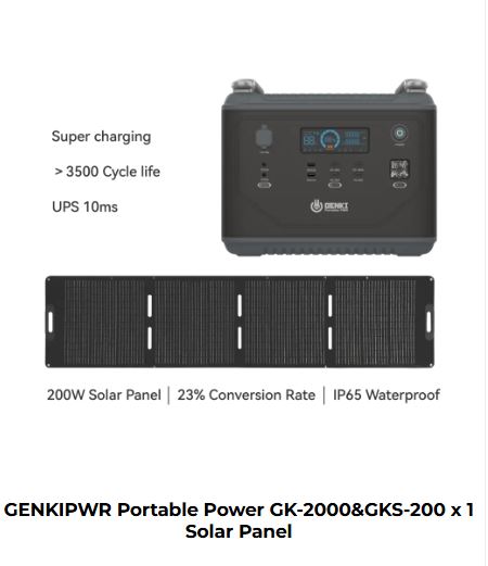 GENKIPWR Portable Power GK-2000&GKS-200 x 1 Solar Panel